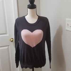 Rue21 sz L Grey and pink long sleeve sweater top